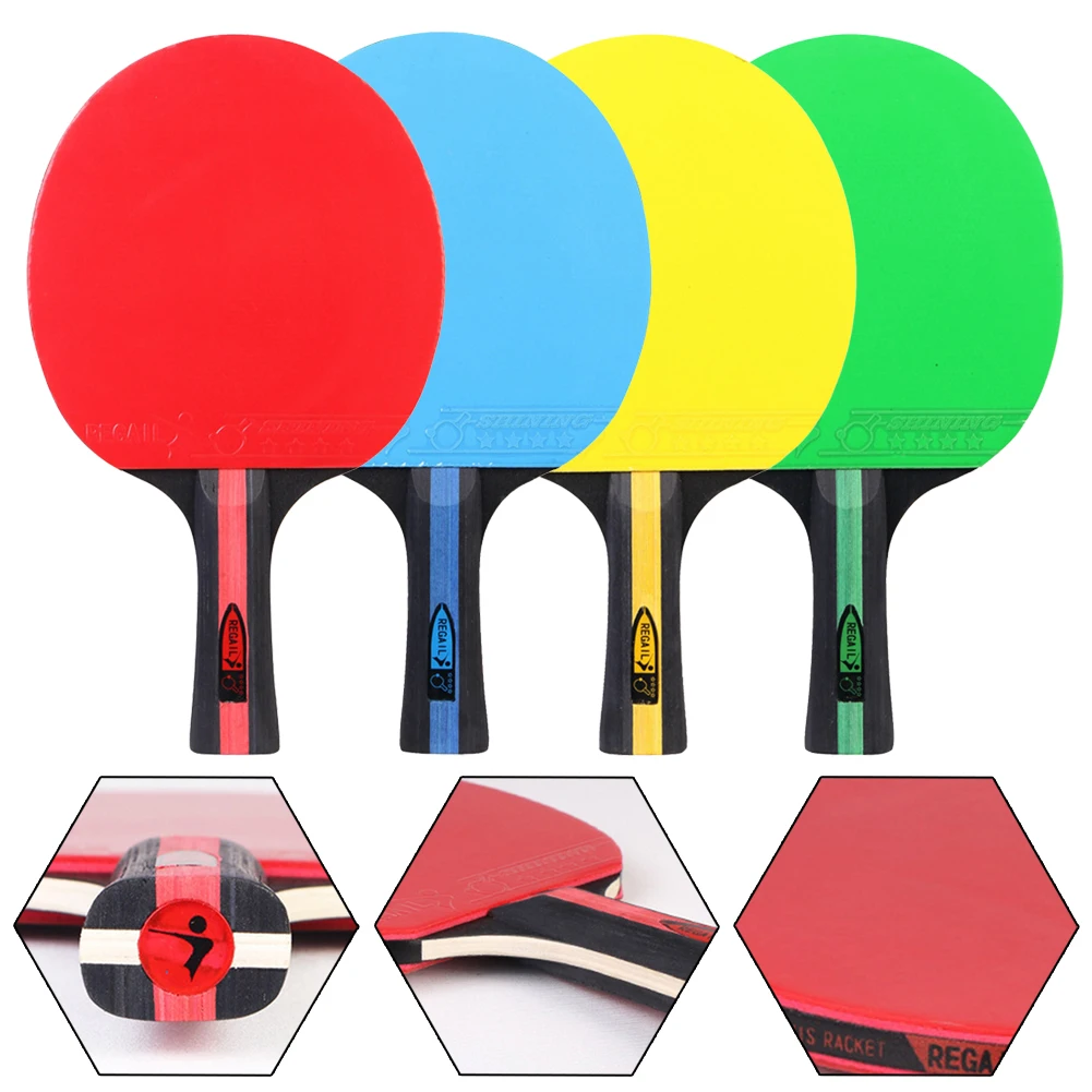 

Strong Spin Table Tennis Racket 7 Ply Wood Ping Pong Bat Paddle Long Handl Table Tennis Racket Red/Yellow/Bule/Green