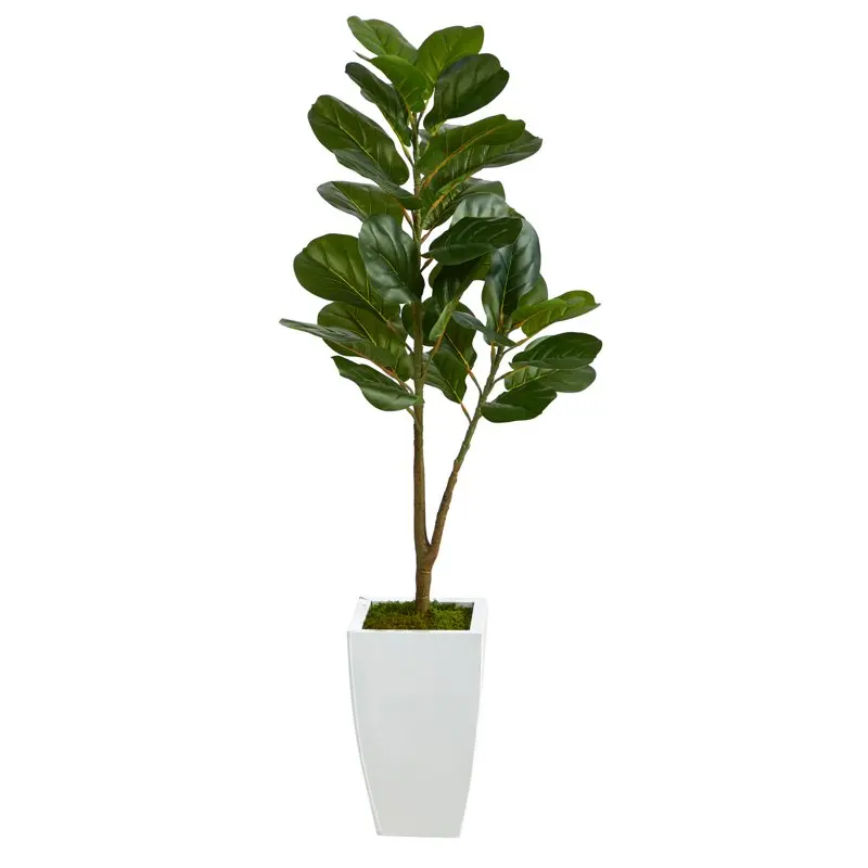 

Fiddle Leaf Fig Artificial Tree in White Metal Planter