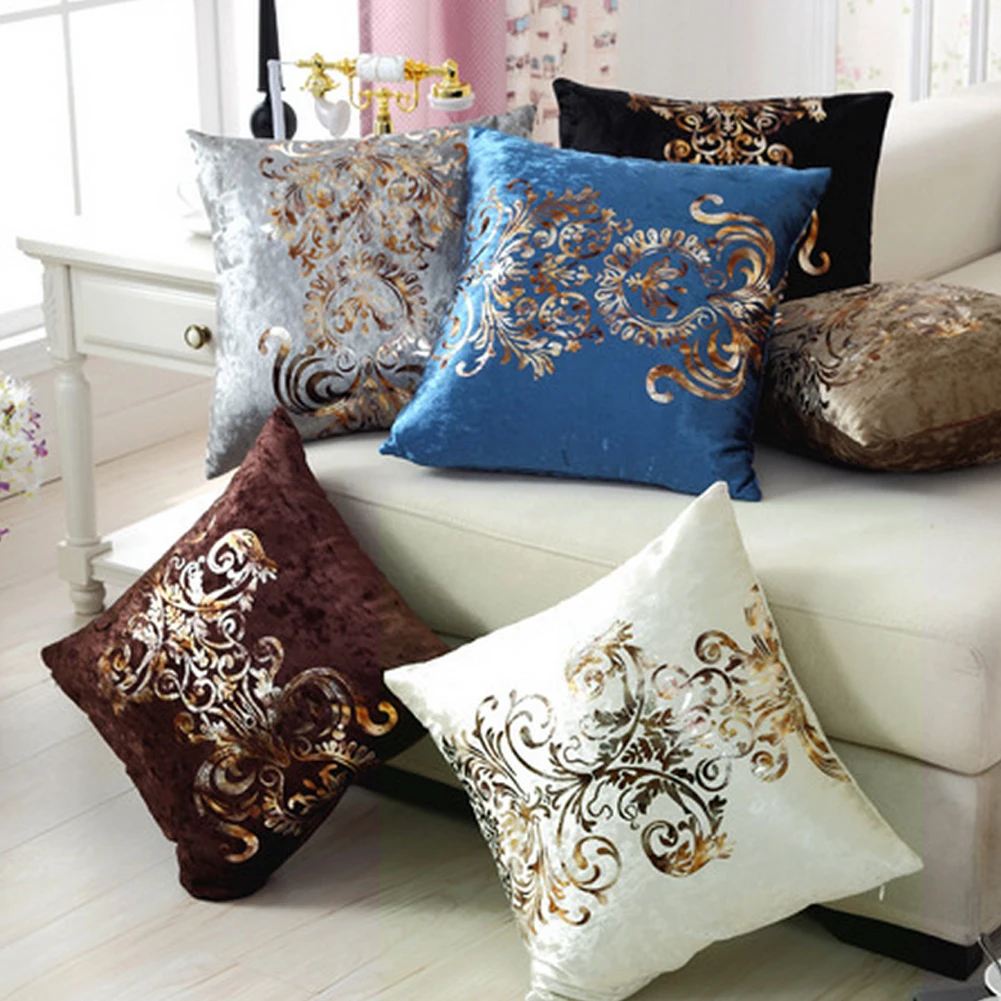 European Style Luxurious Bronzing Pillow Cover Cushion Cover Golden Pint Velour Pillow Case dining table Chair Sofa Home Decor