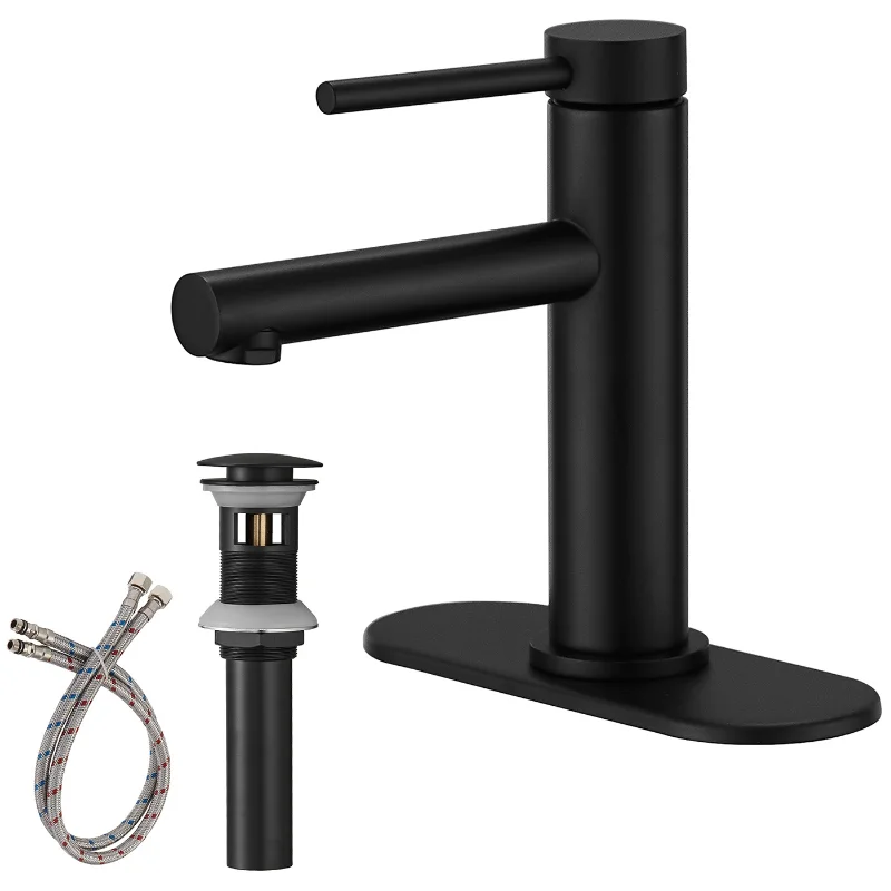 

Single Hole Single-Handle Bathroom Faucet In Matte Black Matte Black Brass [US Stock]