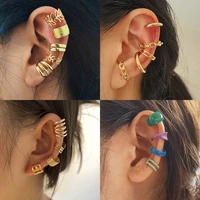 fashion gold color ear cuffs leaf clip on earrings for women climbers no piercing fake cartilage earring punk jewelry gift