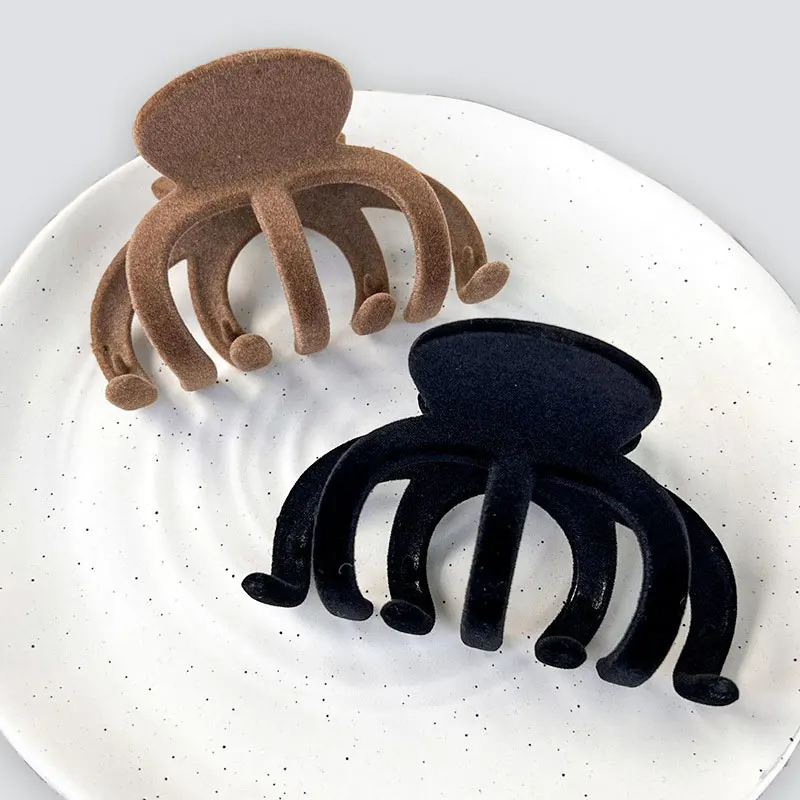 Зимние флокированные заколки для волос в форме тыквы женщин средние акулы с