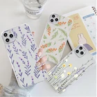 Для Huawei P50 P40 P30 P20 P Smart 2021 Y6 Y7 2019 Nova 5T Honor 50 Pro 10i 20i 9X 8A 8X Mate 10 20 Lite E милый чехол с цветами и листьями