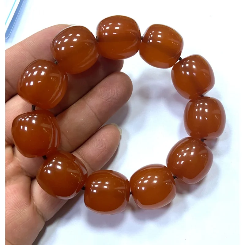 

Certificate 20*21mm Natural Mexico Succinum beeswax Amber Beads Bracelet 7.5”