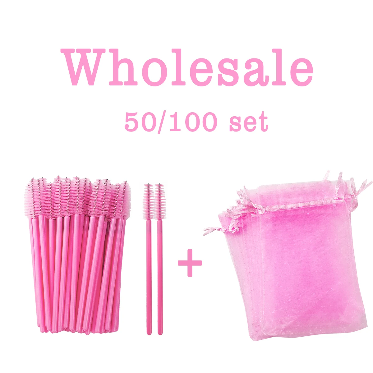Wholesale Colorful Drawstring Organza Eyelash Packaging Mesh Bag Mascara Wands Applicators Bulk Makeup Lashes Packing Baggie