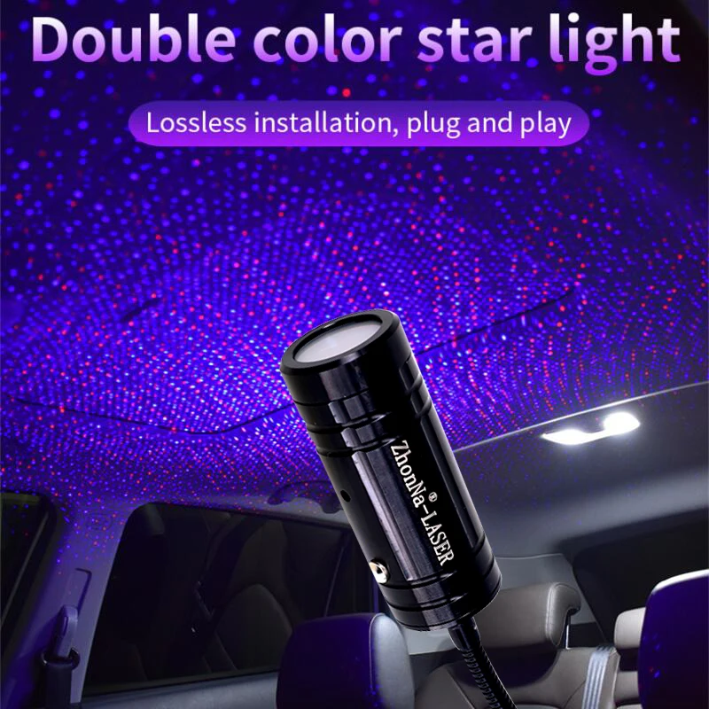 Фото USB Mini Dynamic Laser светильник Red plus green Car Star Dome романтическая атмосфера светильник с голосовым управлением №2