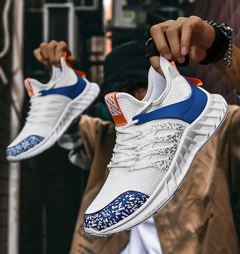 

fashion casual men shoes Ice crack camouflage air mesh breathable spring summer outdoor sport run travel Men's sneakers size 45