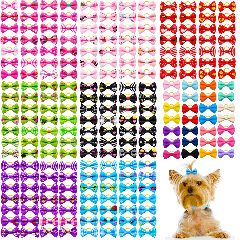 10/20/30PCS Pet Grooming Hair Bows Puppy Mix Colours Decorate Hair Accessories for Small Dog Hair Rubber Bands Dog Supplier