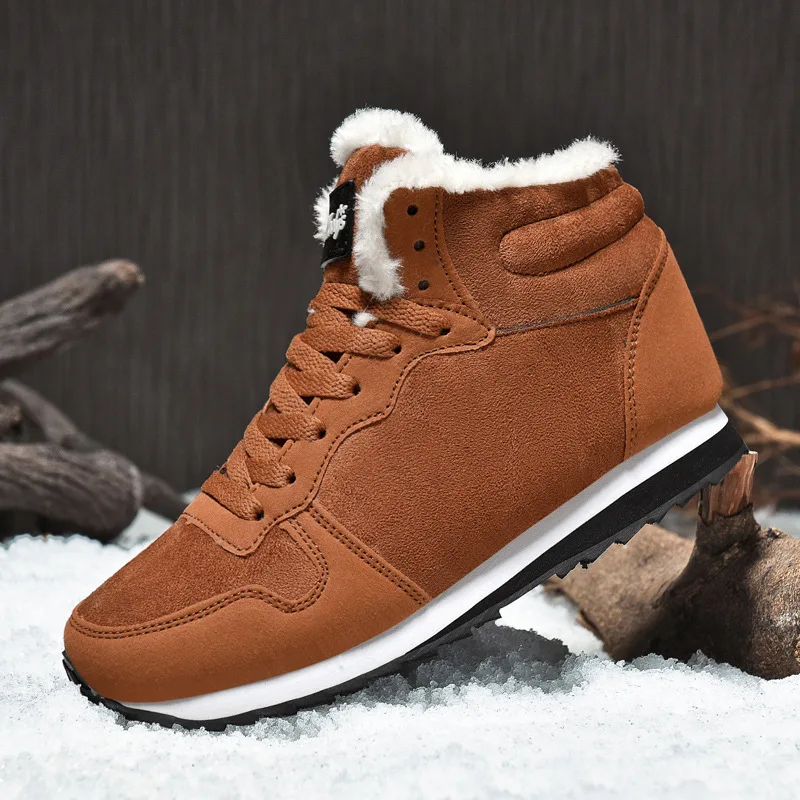 

Men Boots Waterproof Winter Boots Men Lightweight Hight Top Leather Shoes Plus 48 No Slip Warm Snow Boots Plush Women Footwear