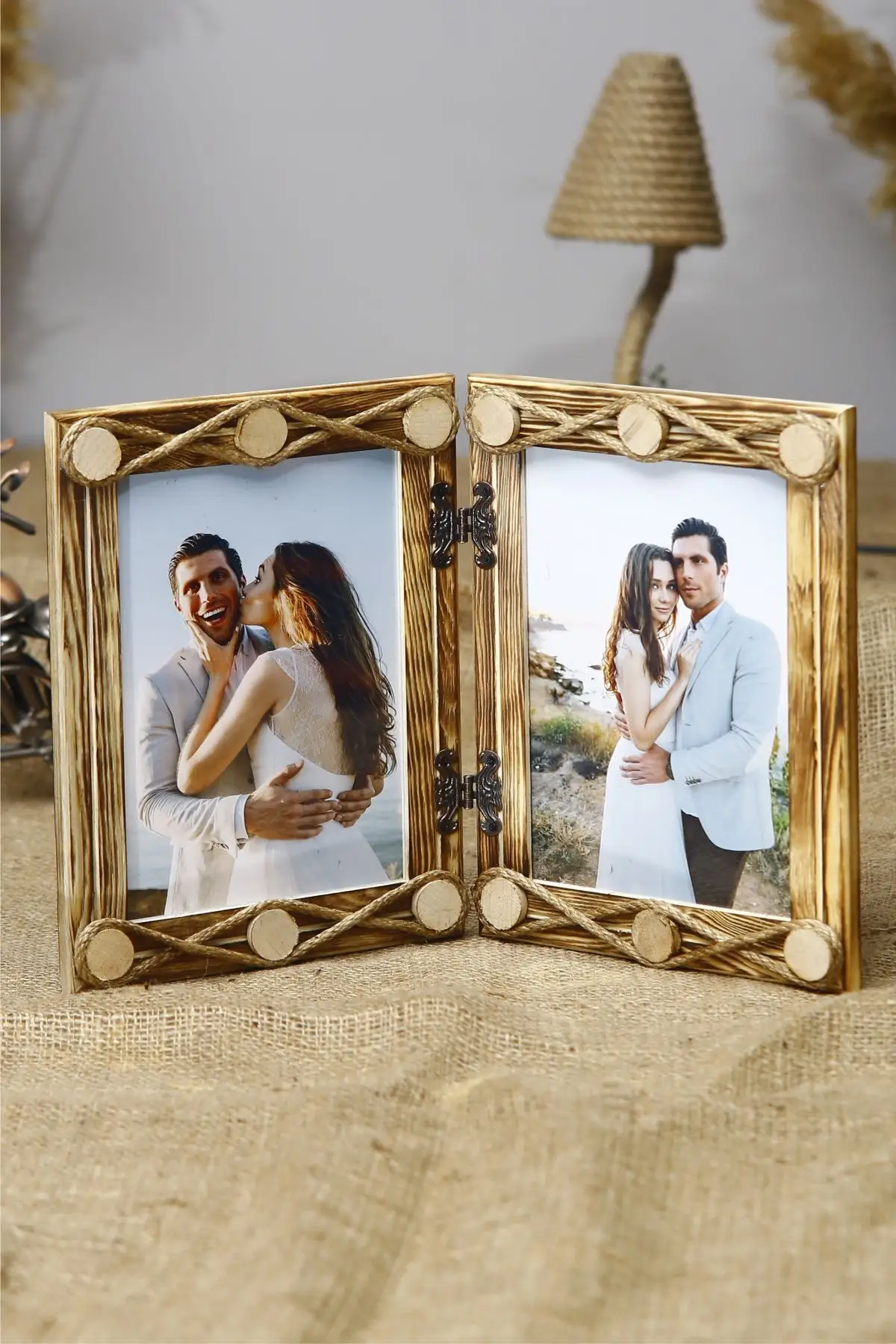 Wooden Double Hinged 15x21 Cm Photo Frame