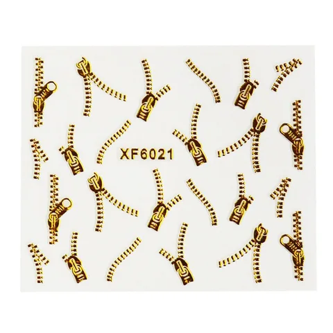 1Sheets Gold Zipper 3D Designs Agenda de obras de arte Decals de decoração de manicure Tools de decoração de diy dicas de arte Acessórios de moda laxf6021