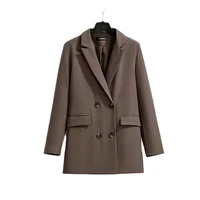 loose ladies suit coat spring new mid length long sleeve double breasted female jacket all match fashion women suit coat blazer