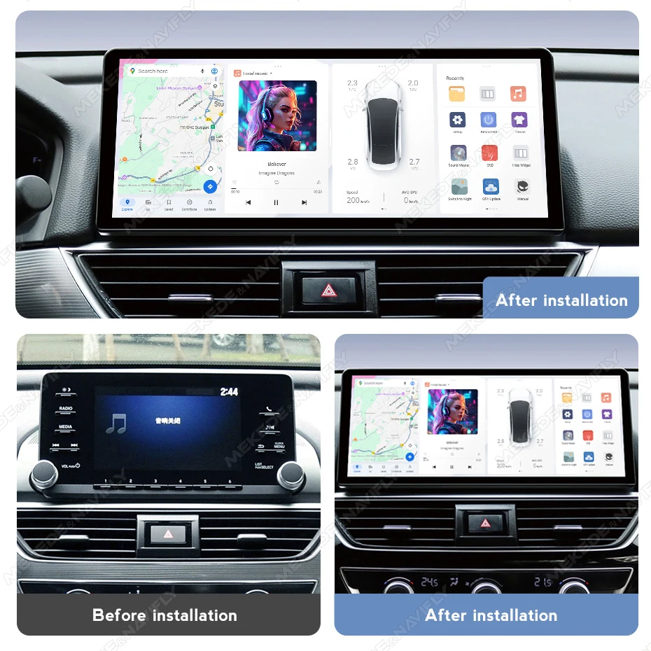 Фото Автомобильный мультимедийный плеер NaviFly DUDUAUTO DUDU7 7870 с 12,3-дюймовым экраном для Honda ACCORD 2018-2022 с CarPlay и Android Auto №4