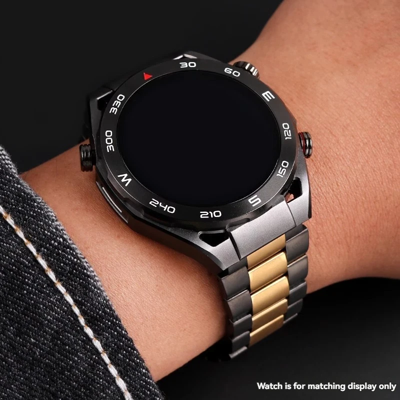Фото Браслет из титана для Huawei WATCH GT4 Ultimate Master GT4 PRO, черный Золотистый металлический браслет с цепочкой для часов, 22 мм №5