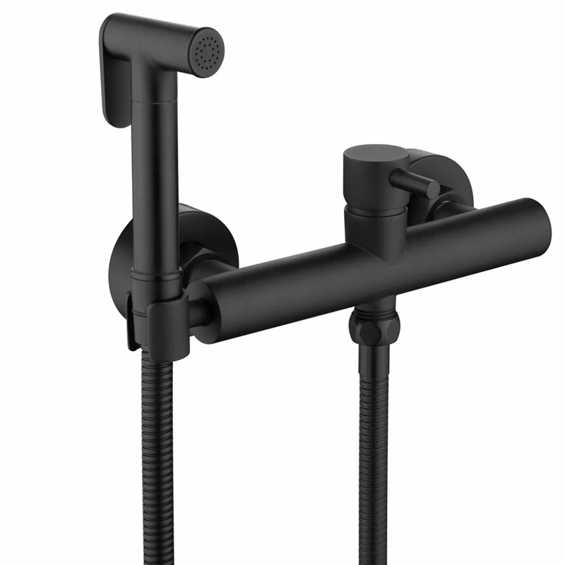 

Black Toilet Handheld Solid Brass Bidet Spray Shower Sprayer Set With Hot And Cold Mixer Black Stainless Steel Hose