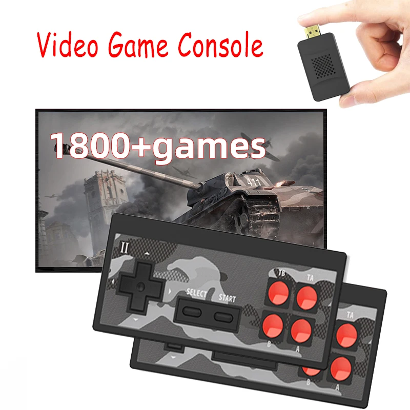 

Handheld Game Machine USB Wireless Retro Game Console With 1800 Classic Free Games 4K Video Game Player Support TV Out For Kid