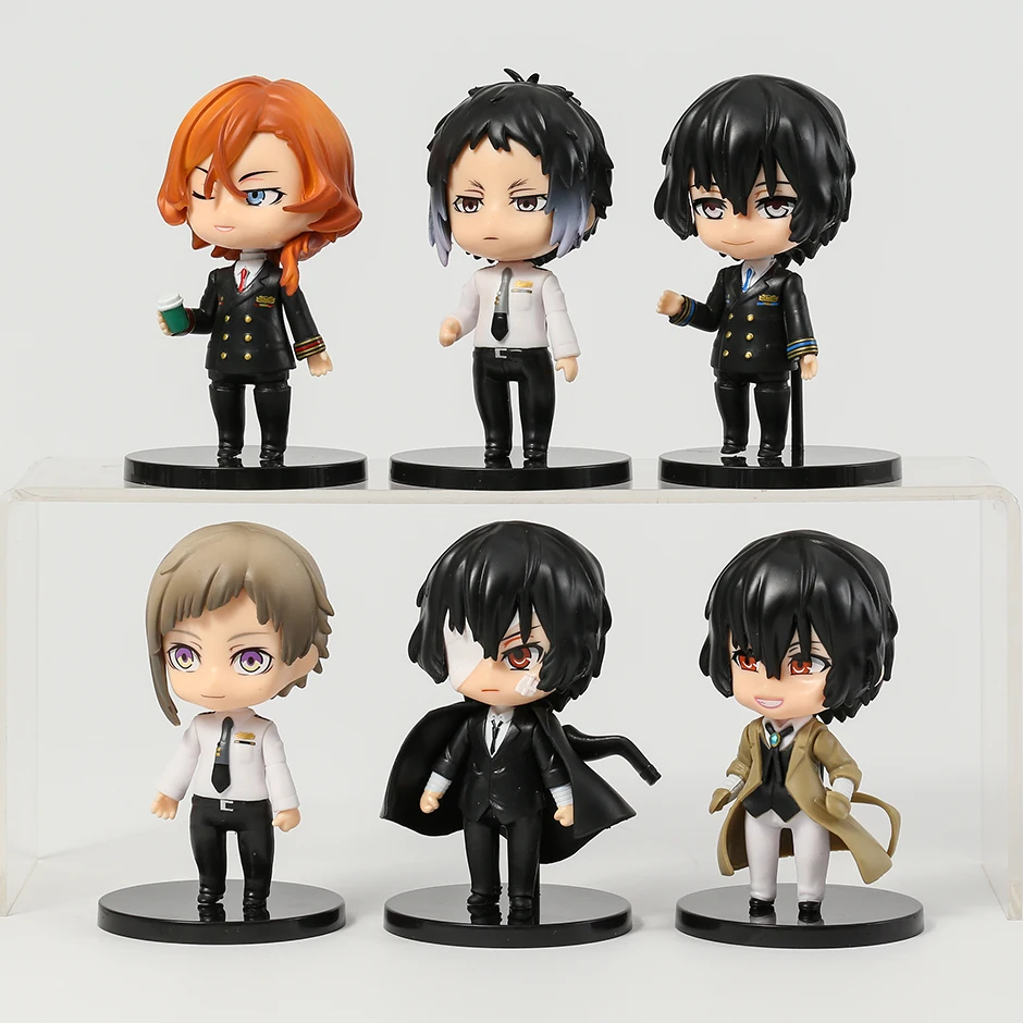 

Bungo Stray Dogs Nakajima Atsushi Dazai Osamu Nakahara Chuuya Ryunosuke Akutagawa Decoration Figures Model Toys Q Version Dolls