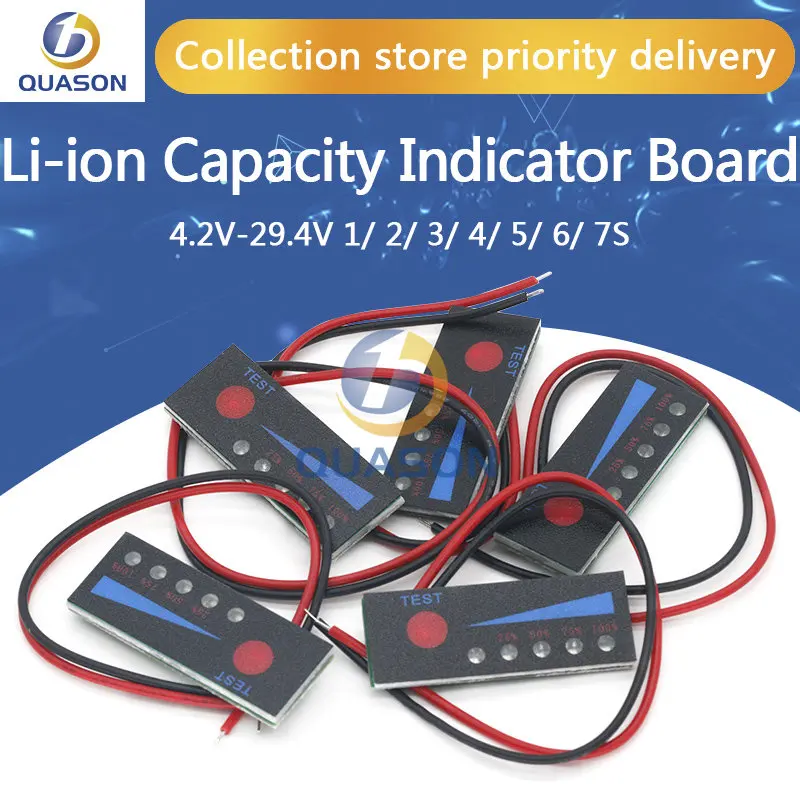 1S 2S 3S 4S 5S 6S 7S 4.2V-29.4V Lithium Battery Li-po Li-ion Capacity Indicator Board Power Display Charging Charge LED Tester