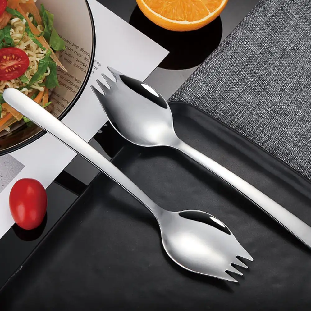 Spoon Fork Long Handle Salad Spoon Reusable Steel Spork Outdoor Spoons Gold Dessert Picnic Dinnerware 19x3.5cm B8O9