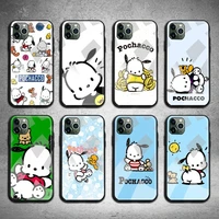 hello kitty pochacco phone case tempered glass for iphone 13 12 11 pro mini xr xs max 8 x 7 6s 6 plus se 2020 cover