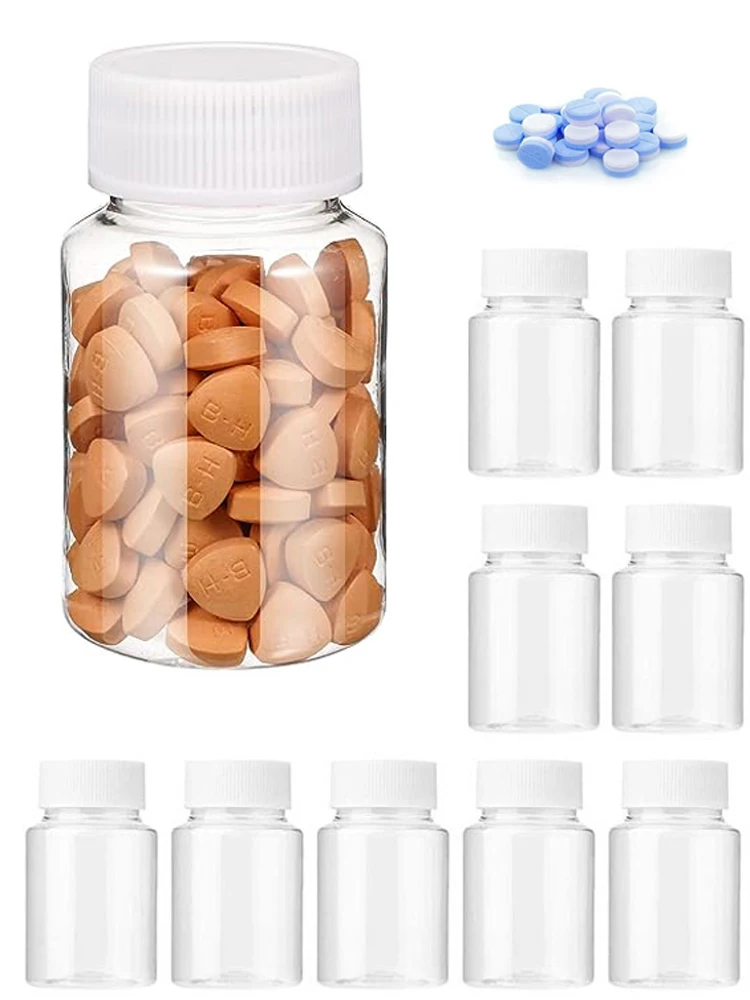 10 шт. 15 мл-100 мл пустая прозрачная пластиковая бутылка для таблеток твердая