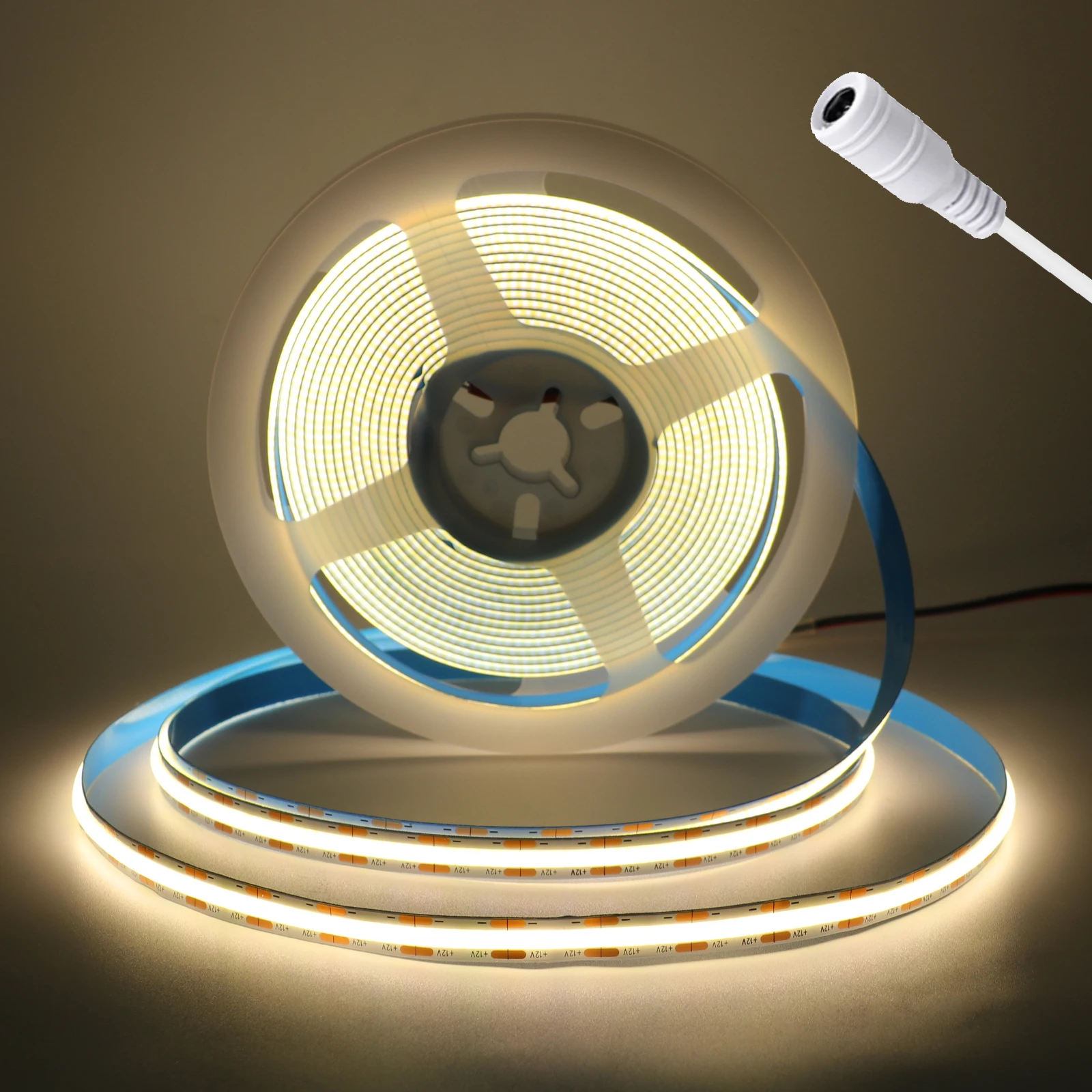 

12V 24V COB LED Strip 528LEDs/m High Density Linear Lighting 8mm PCB Width Flexible LED Light Warm Natural White Adhesive Tape