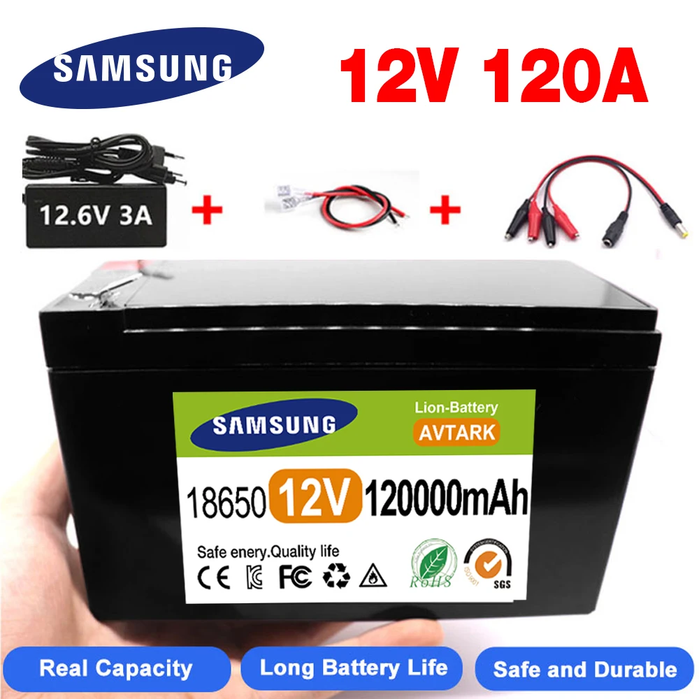 

Upgraded 12v 120A Li Ion 18650 Battery Electric Vehicle Lithium Battery Pack 9V- 12V 35Ah 120Ah Built-in BMS 30A High Current