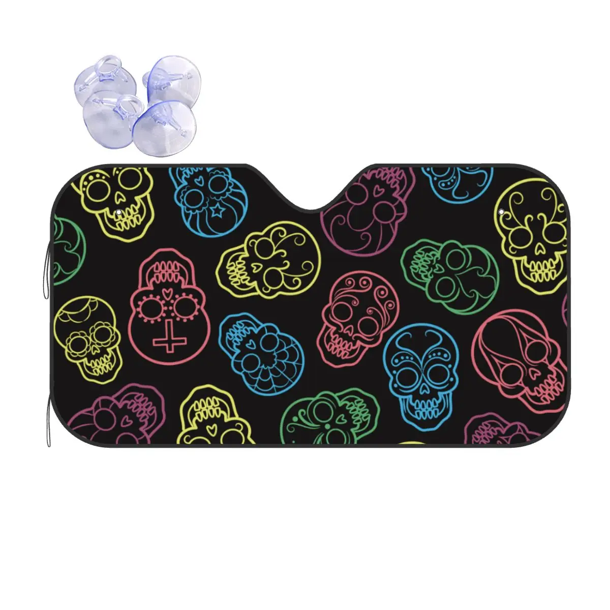 

Sugar Skull Mexican Skeleton Sunshade Windscreen Day of the Dead Halloween Cover Front Block Window Car Window Windscreen Cover