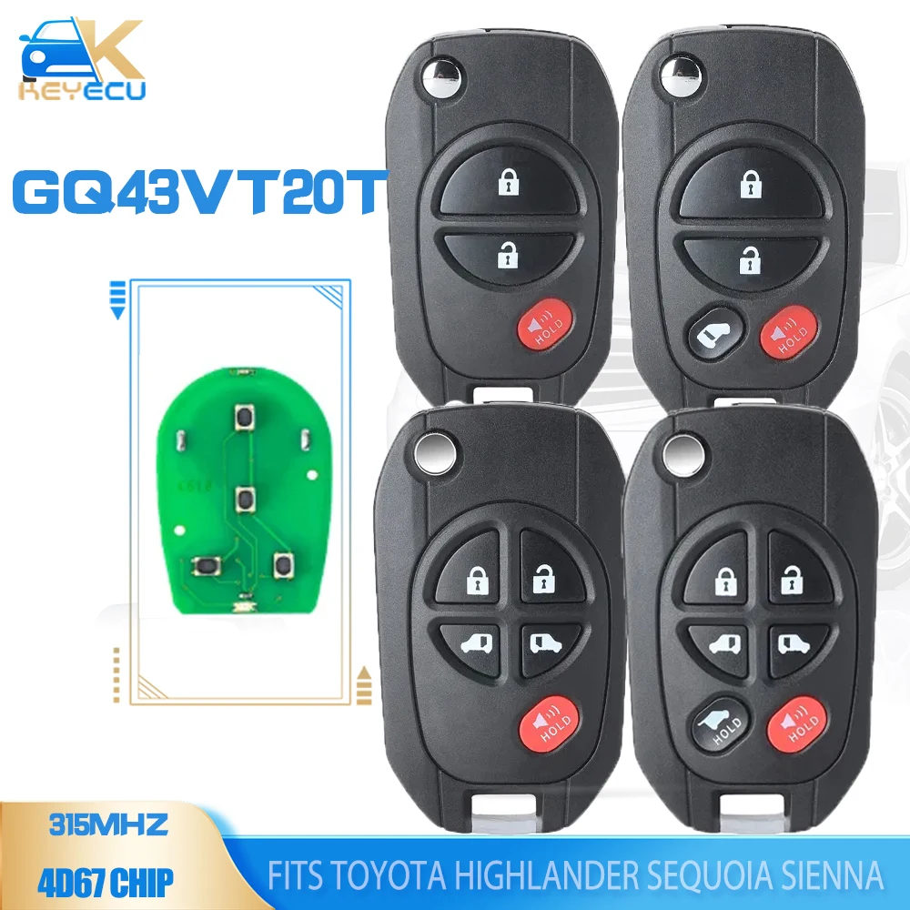 KEYECU GQ43VT20T модифицированный фильтр дистанционный ключ 315 МГц 4D67 чип для TOYOTA Highlander