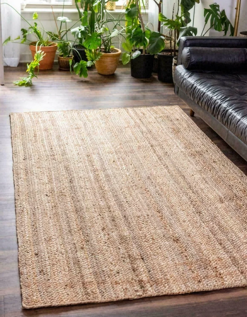 

Jute Rug Carpet Runner Natural Jute Reversible Braided Modern Rustic Look Fur Rugs Living Room Decoration Bedroom Decor