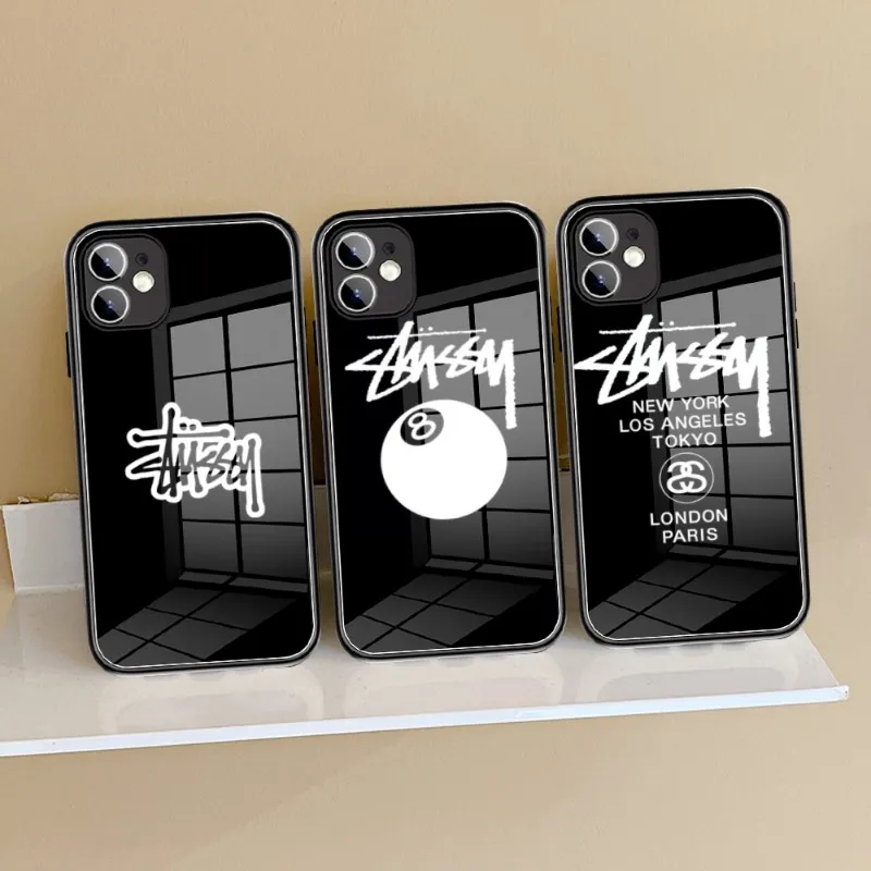 

Stussy Phone Case Phone Case Glass for IPhone 13 11 12 14 Pro XR XS MAX 8 X 7 14 Plus SE 13 Pro Design Iphone Covers