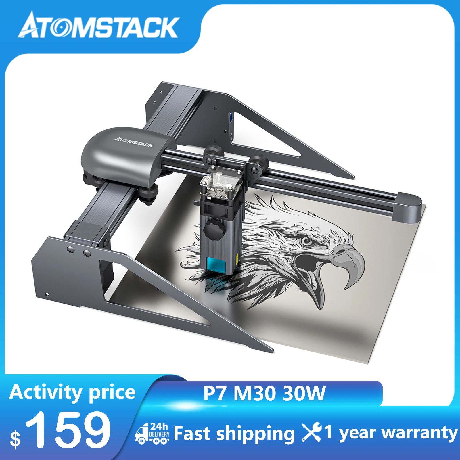 

Лазерный гравер ATOMSTACK с ЧПУ «сделай сам» P7 M30 30 Вт, лазерный гравировальный станок, быстрый мини-принтер для нанесения логотипа и маркировки, ...
