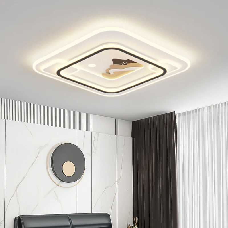 Современная простая Стильная черная искусственная потолочная лампа освещение