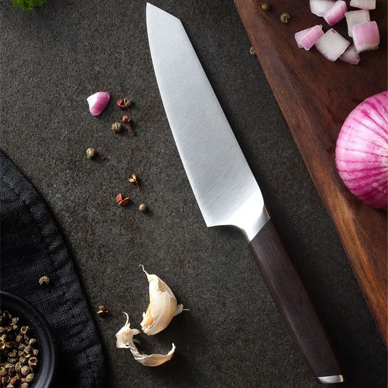 

Кухонный нож Kiritsuke из нержавеющей стали, острый 5-дюймовый Универсальный резец для чистки, пилинга, барбекю, шеф-поваров, ручка из черного дер...