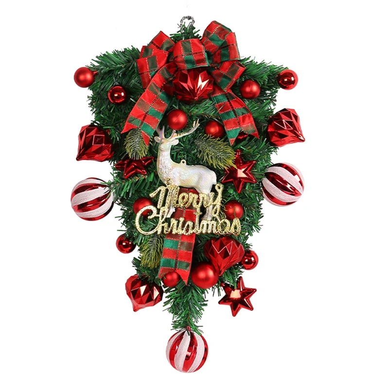 

Рождественский венок, Декоративное подвесное украшение, искусственный венок на Рождество для входной двери, стены, долговечный камин