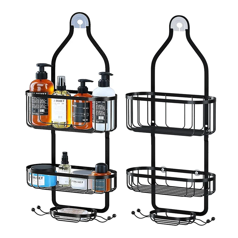 Bathroom Shelves Without Drilling Hanging Shower Organizer Over Head Shower Caddy Bathroom Storage Rack With Hooks for Towel
