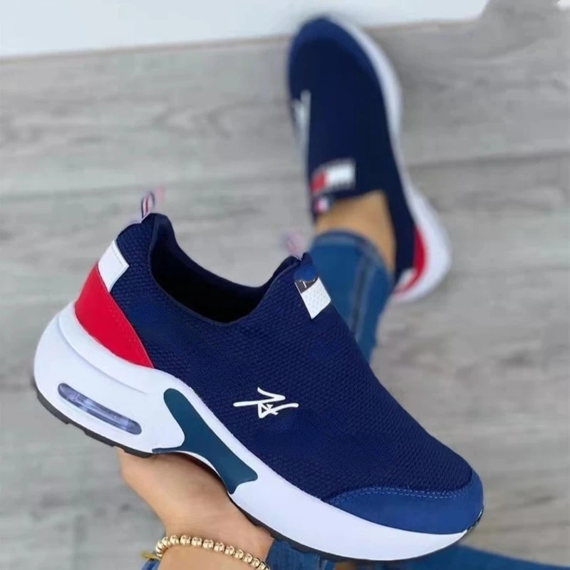 

Женские кроссовки для бега, дышащие сетчатые кроссовки на плоской подошве, повседневная прогулочная обувь, белые, 2022