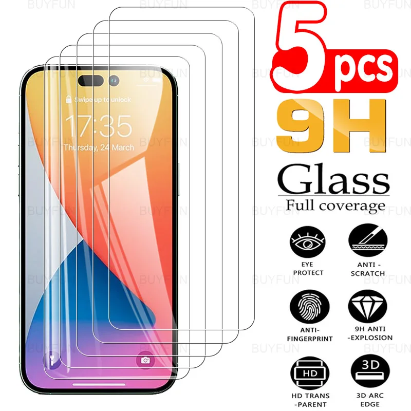 

Стекло для iPhone 14 Pro Max 6,7 ''5 шт. полное покрытие HD Закаленное стекло пленка для Apple iPhone 14 Pro 14Plus защитное стекло