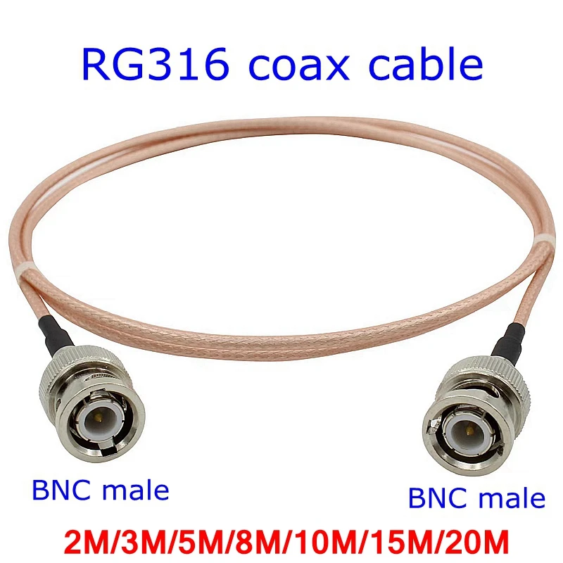 RG316 Coax Cable Q9 BNC Male Plug To BNC Male Crimp for RG316 SDI Signal Camera RF Pigtail Soft 50 Ohm Coaxial Cable 2M~20M