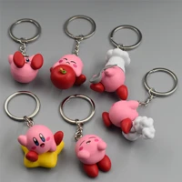 kawaii kirby keychain bag pendant lovely pink kirby couple keychains key ornaments hobby collection figure gift toy kid birthday