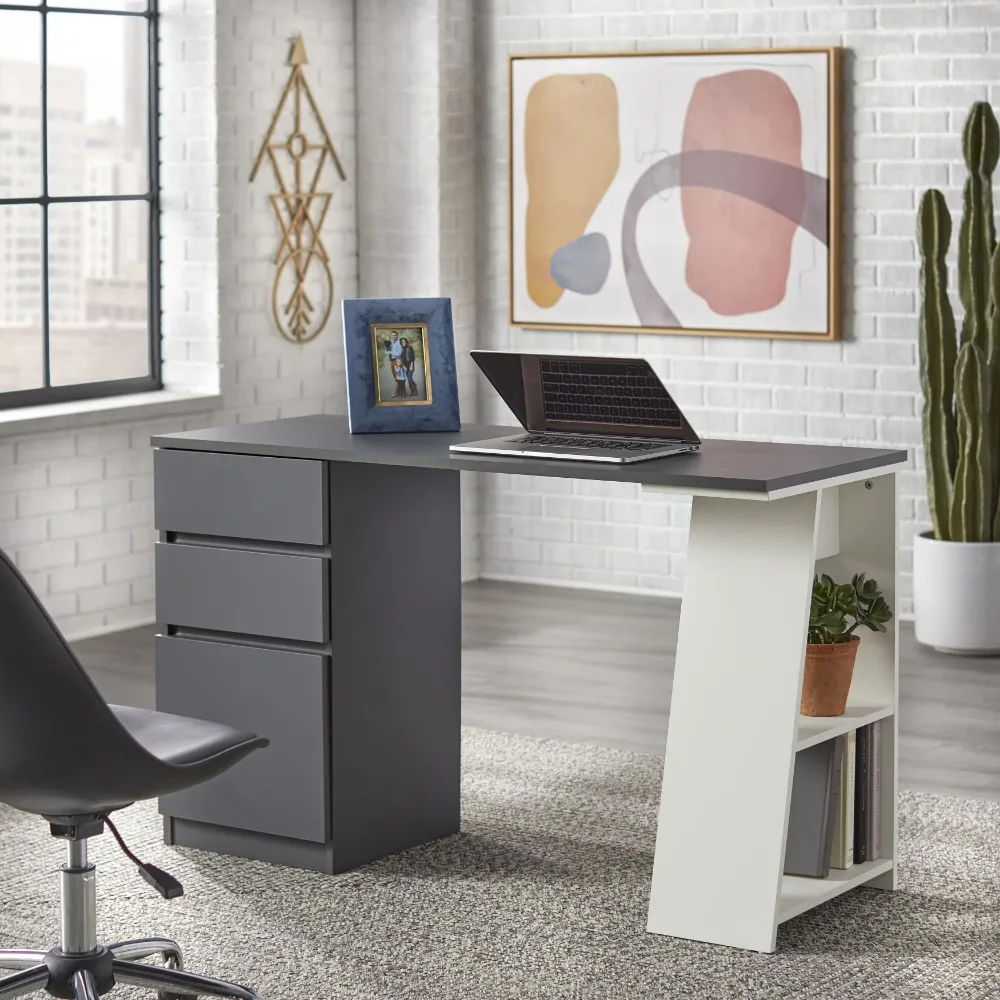 

Writing Desk with 3 Storage Drawers, White office desks study desk Office Furniture escritorios de oficina