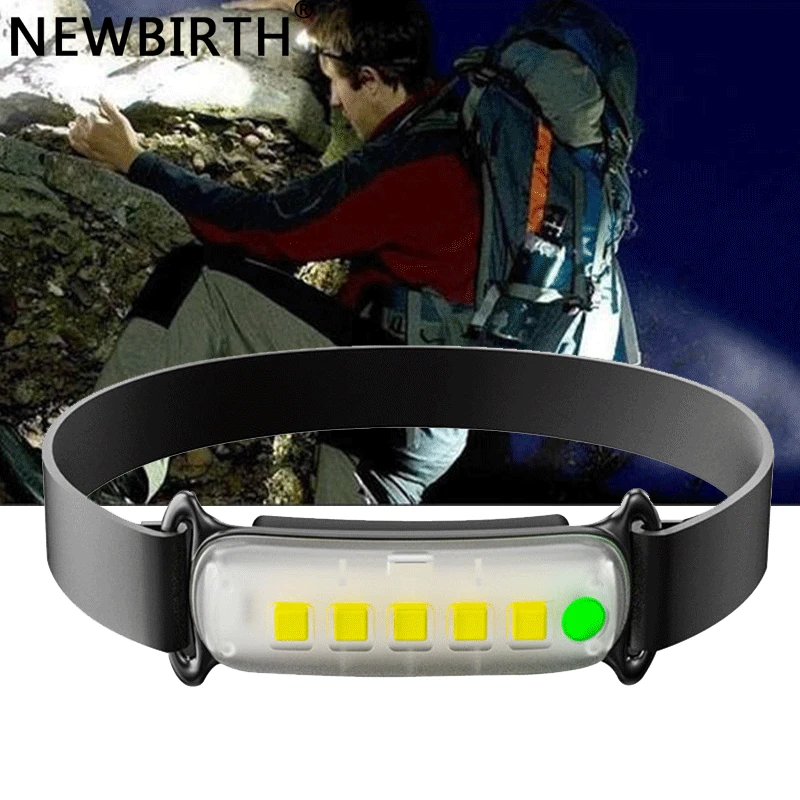 

LED Portable Mini Headlamp with Built-in Battery LED Flashlight Plastic Headlamp for Outdoor Camping Emergency Fishing, Etc