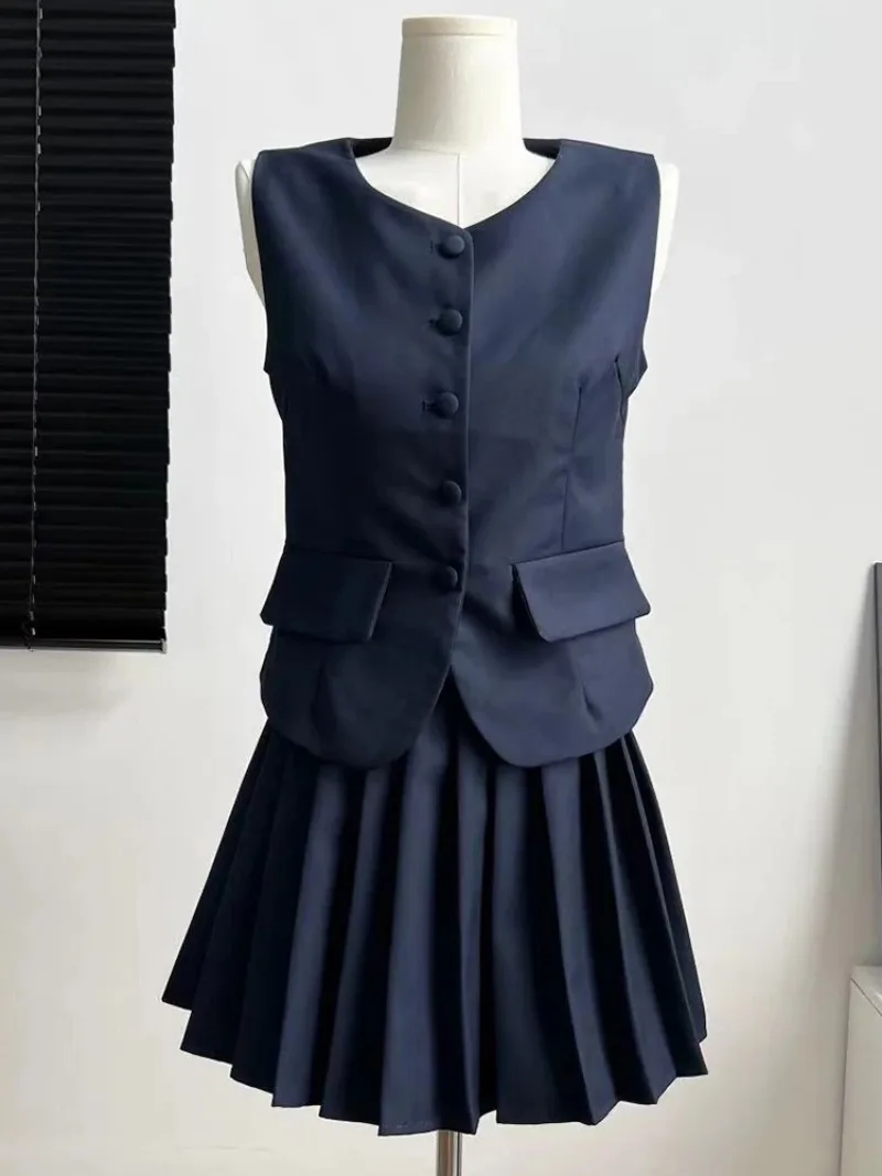 Лето 2024 комплекты из двух предметов жилет без рукавов с круглым вырезом топы