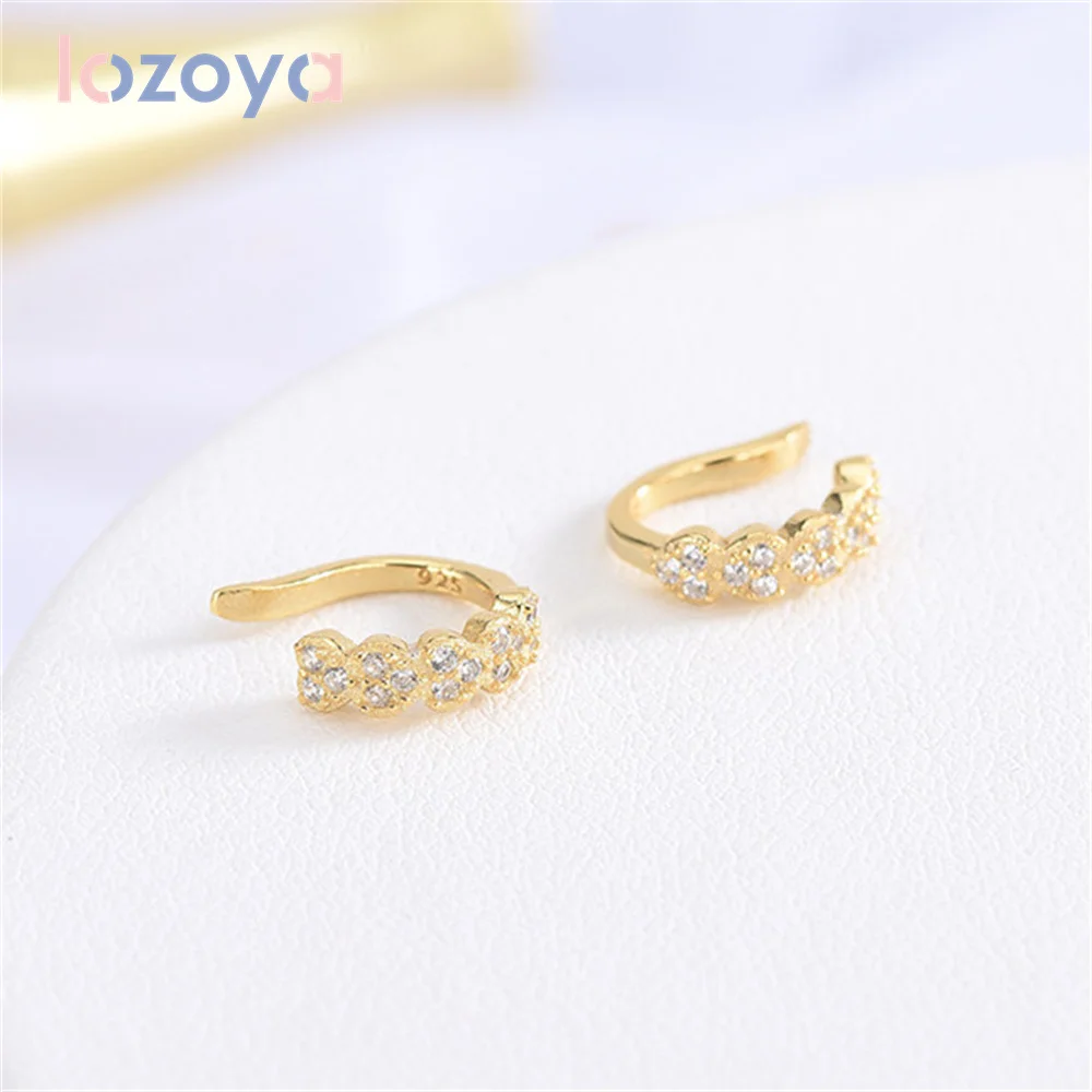 

Lozoya Earrings 925 Sterling Silver Original Niche Design Zircon Ear Cuffs Simple CZ Jewelry No Pierced Ear Bone Clip For Women