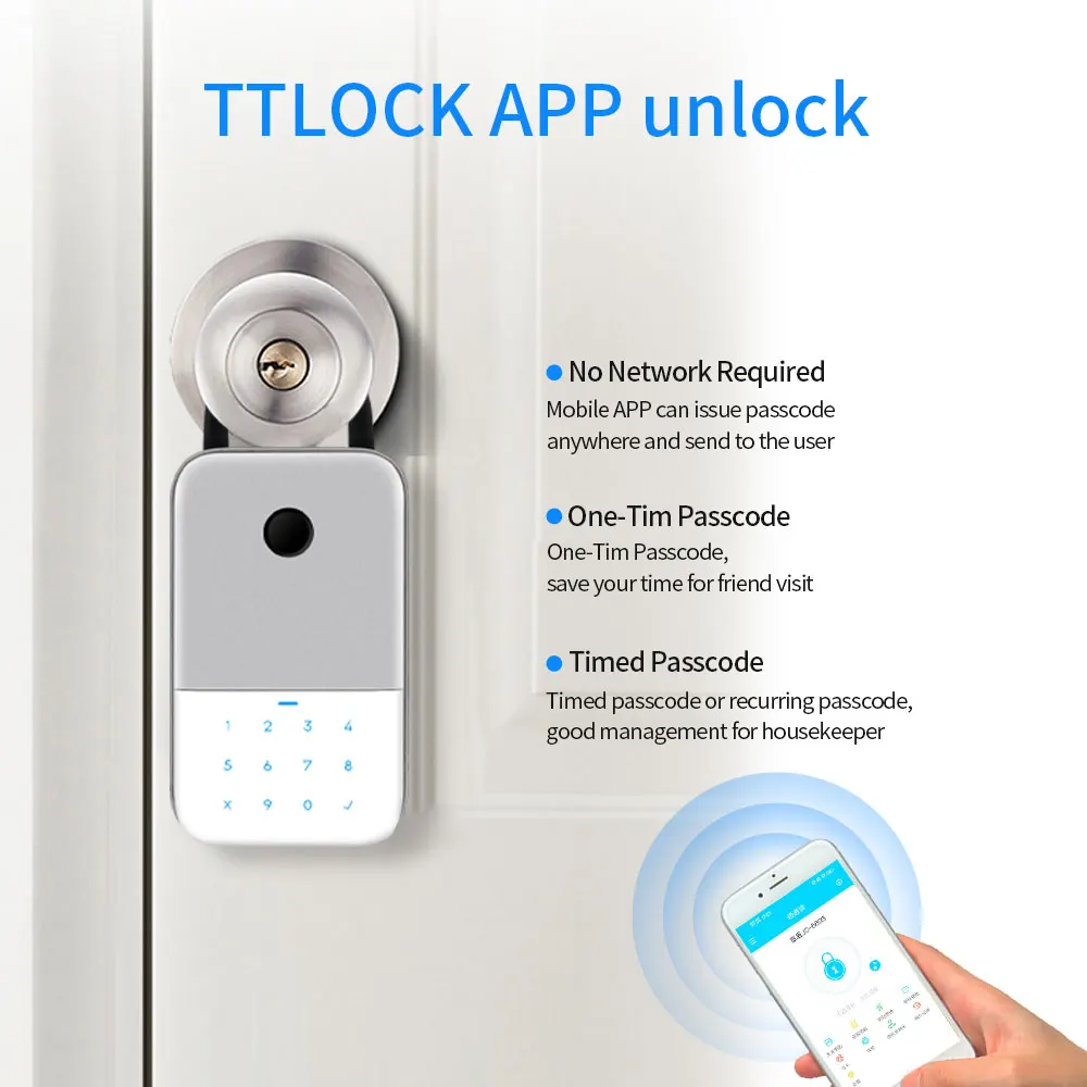 Скидка Сейф для ключей TTlock, сканер отпечатков пальцев, Bluetooth, Wi-Fi, цифровой Сейф для ключей, Удаленная разблокировка через приложение, настенный зам...