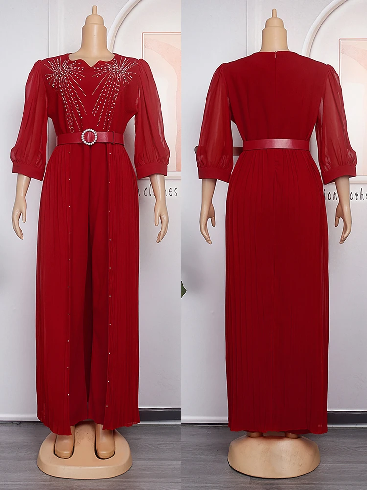 2023 Summer Autumn Clothing Women Jumpsuit African Dashiki Chiffon Bodysuit Kaftan Abayas Dubai Turkey Rompers Combinaison Femme