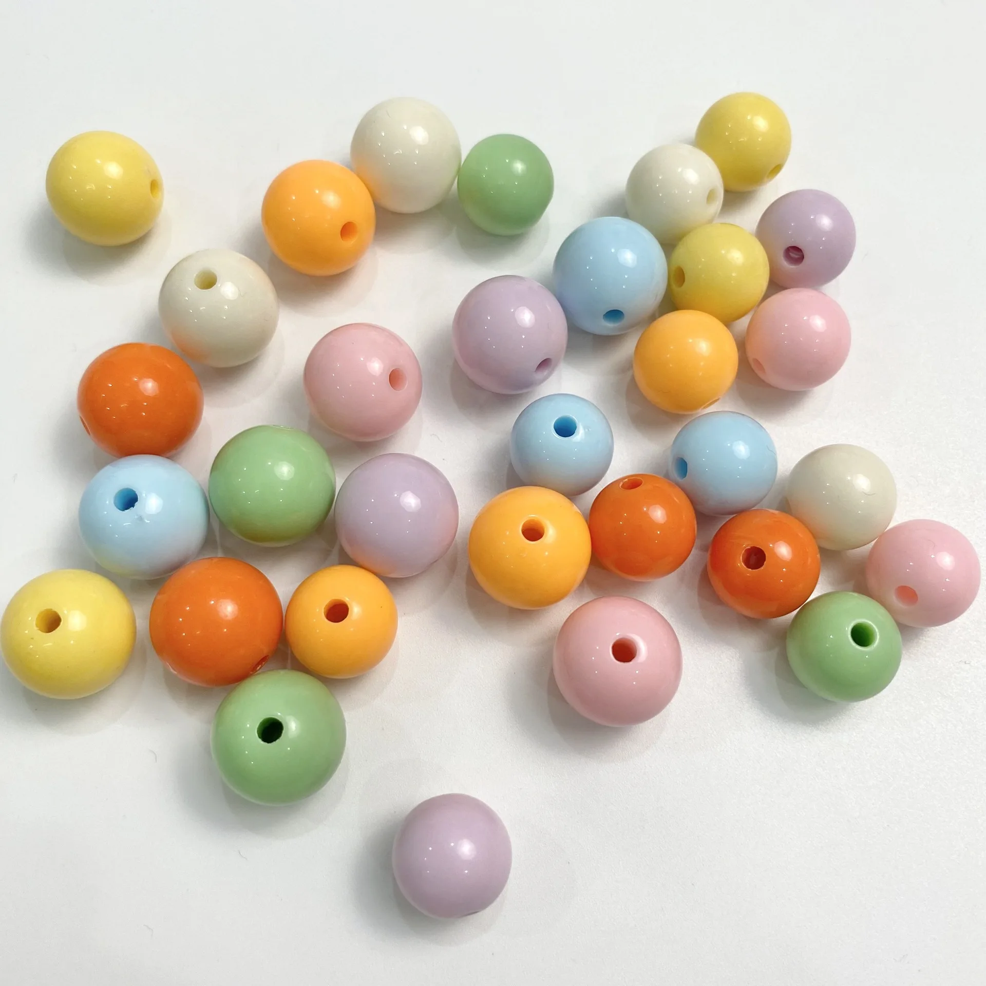 14mm 16mm 10pcs Round Opaque Acrylic Straight Hole Beads Colored Loose Beads For Jewelry Making Diy Bracelet Necklace Supplies