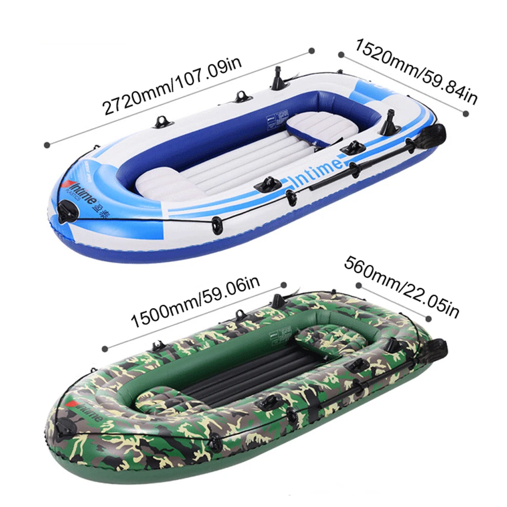 

4 People PVC Inflatable Boat Water Sports Dinghy Fishing Rowing Raft Outdoor River Lake Kayak with 2 Paddle Oars