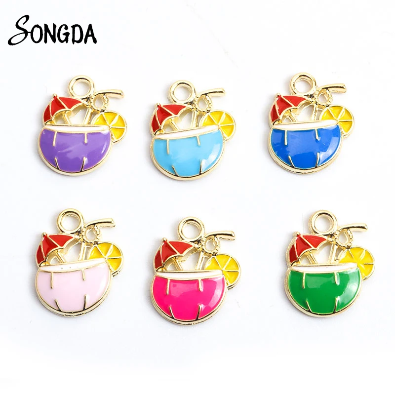 

20Pcs/lot Enamel Drink Fruit Juice Charms for Pendant Necklace Keychains Earrings DIY Jewelry Makings Handmade Findings Crafts