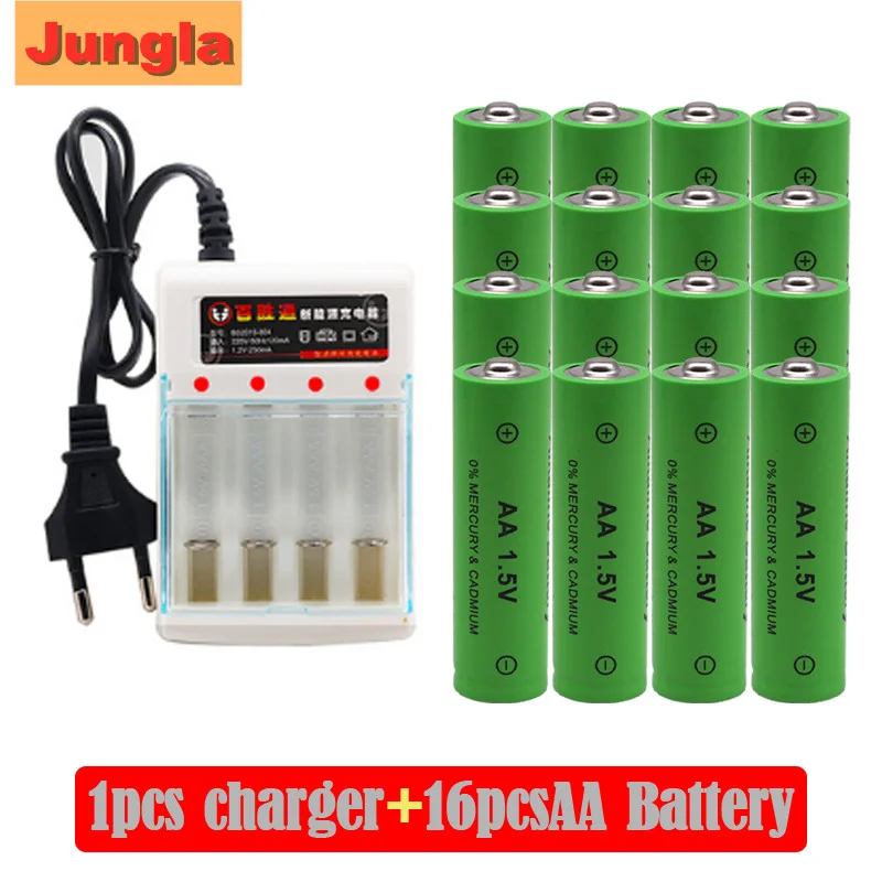 

100% новый бренд AA перезаряжаемая батарея 4000mAh 1,5 v AA Щелочная перезаряжаемая батарея + зарядное устройство AA